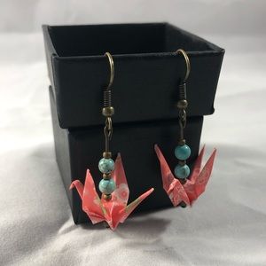 Origami paper crane earrings